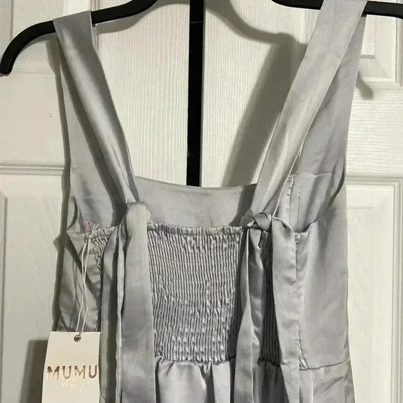 Show Me Your MuMu gray satin Claire Midi Dress CS SMALL XL - Picture 7 of 12
